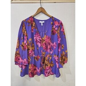 Sofia Vergara Coquette Floral Blouse, Size Large